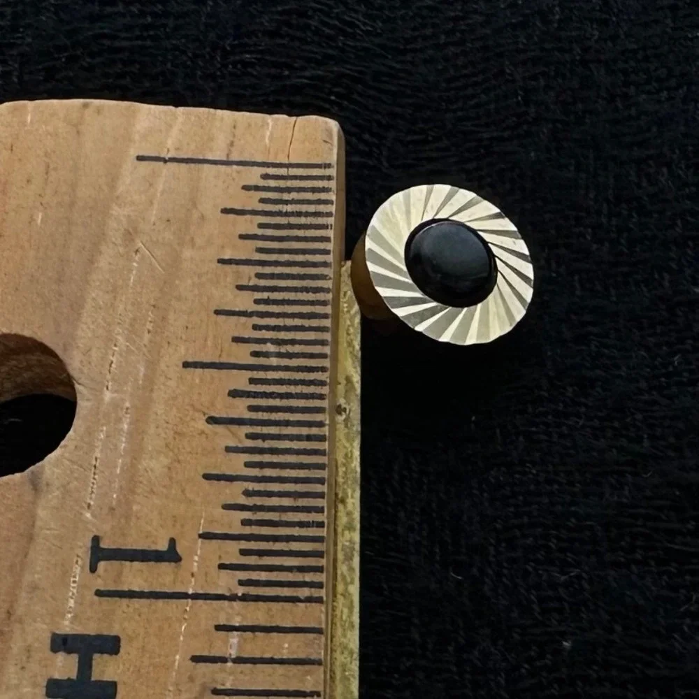 Vintage‎ Tie Tack Mens Gold Tone w/Black Cabochon Sunburst Chain